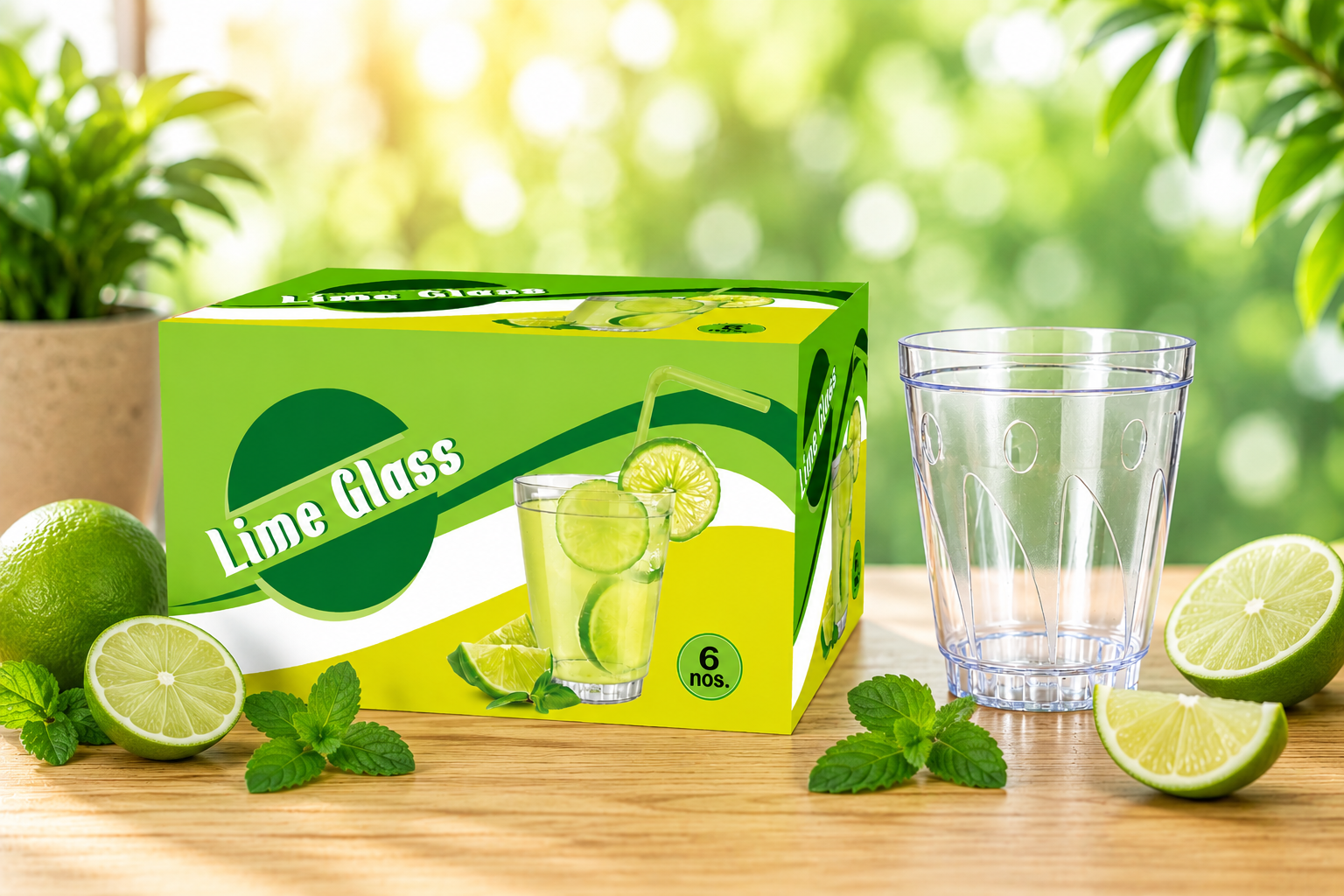 LIme Glass 6Pc set Box